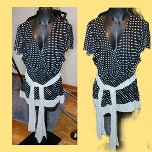 Tillsonburg polka-dot belted blouse.  Sz Med